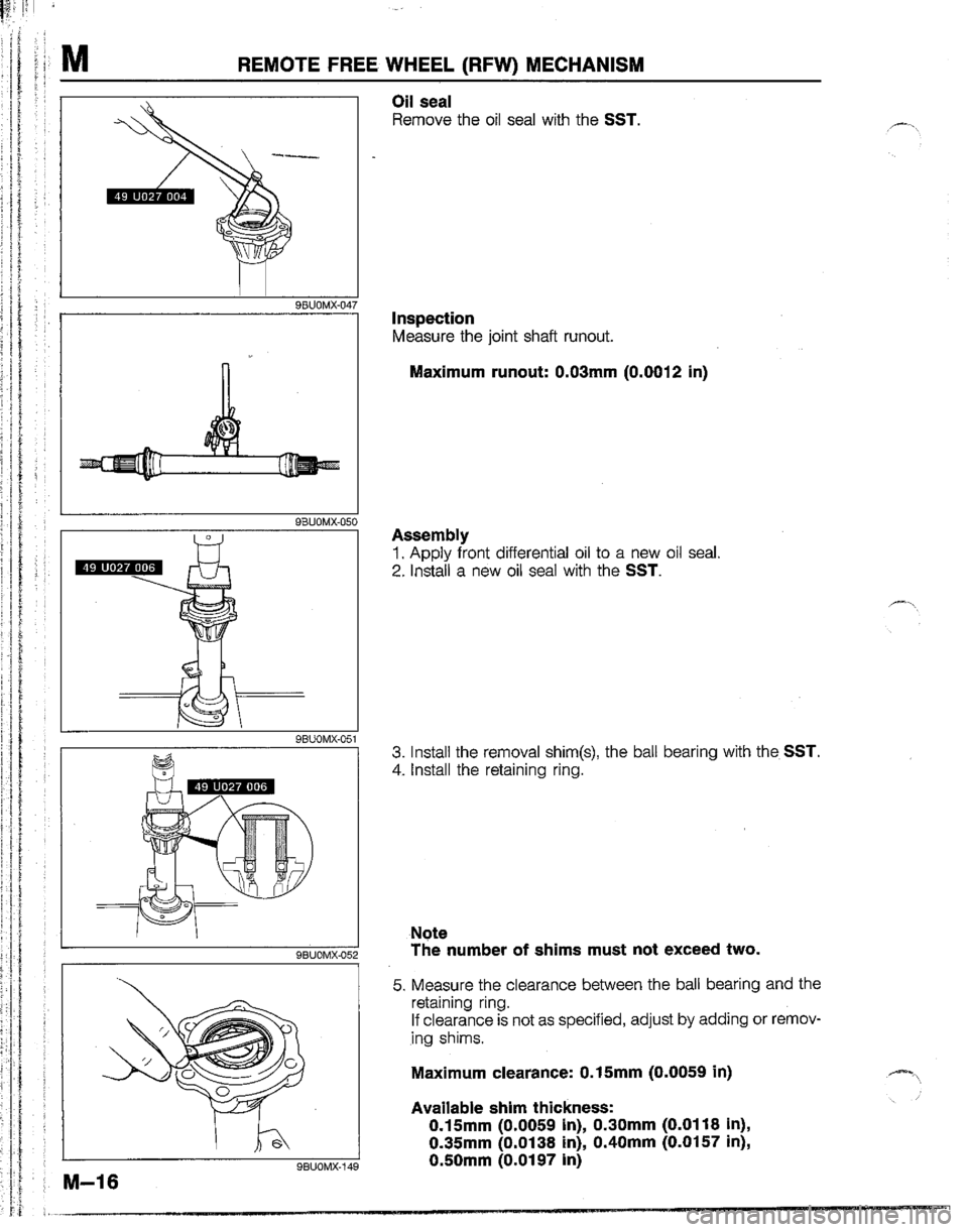 MAZDA B2200 1992  Workshop Manual 
