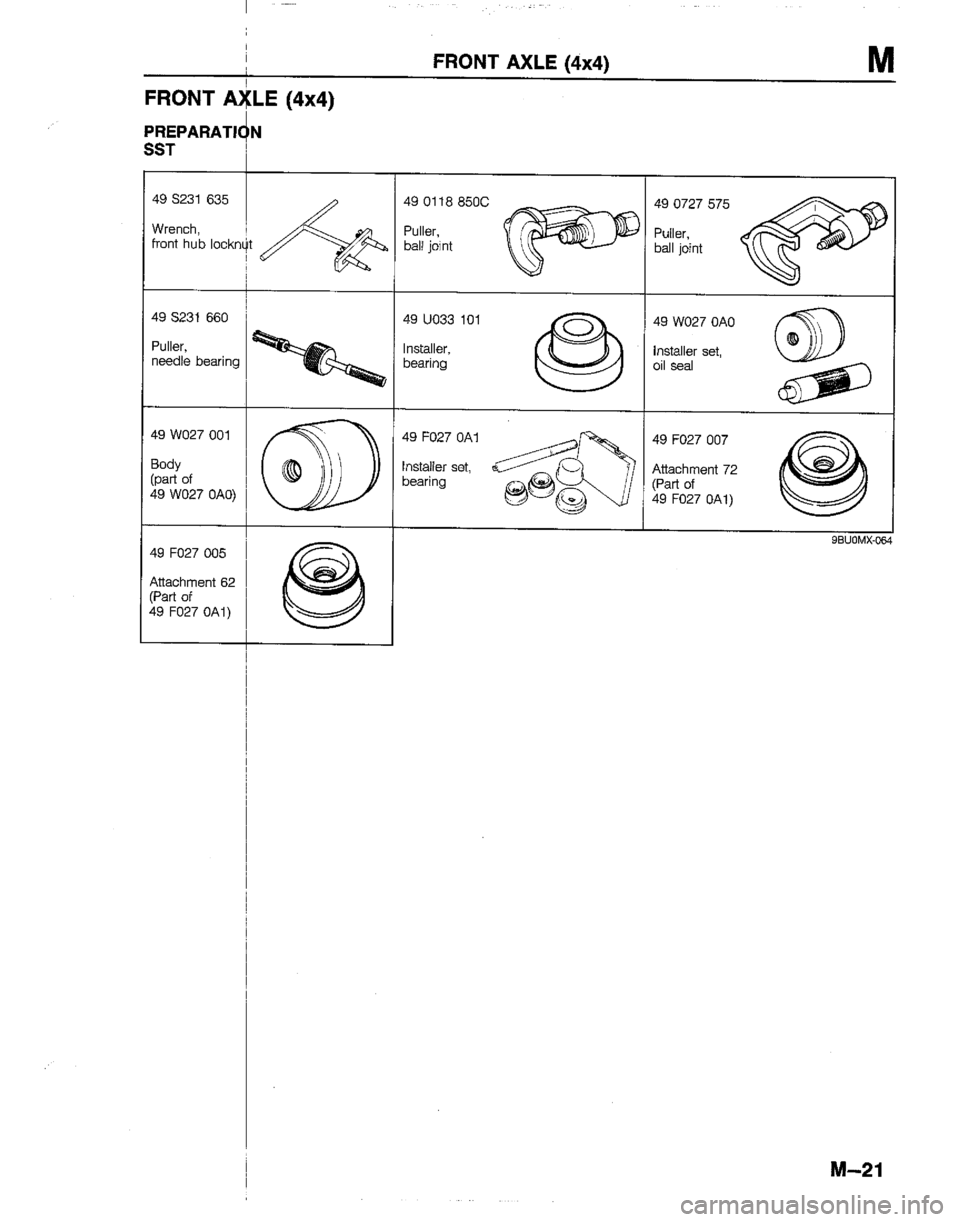 MAZDA B2200 1992  Workshop Manual 