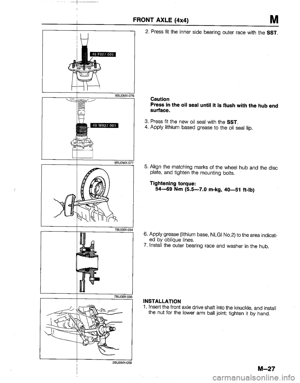 MAZDA B2200 1992  Workshop Manual 