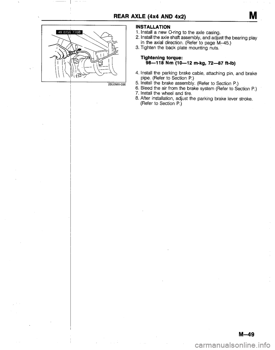 MAZDA B2200 1992  Workshop Manual 