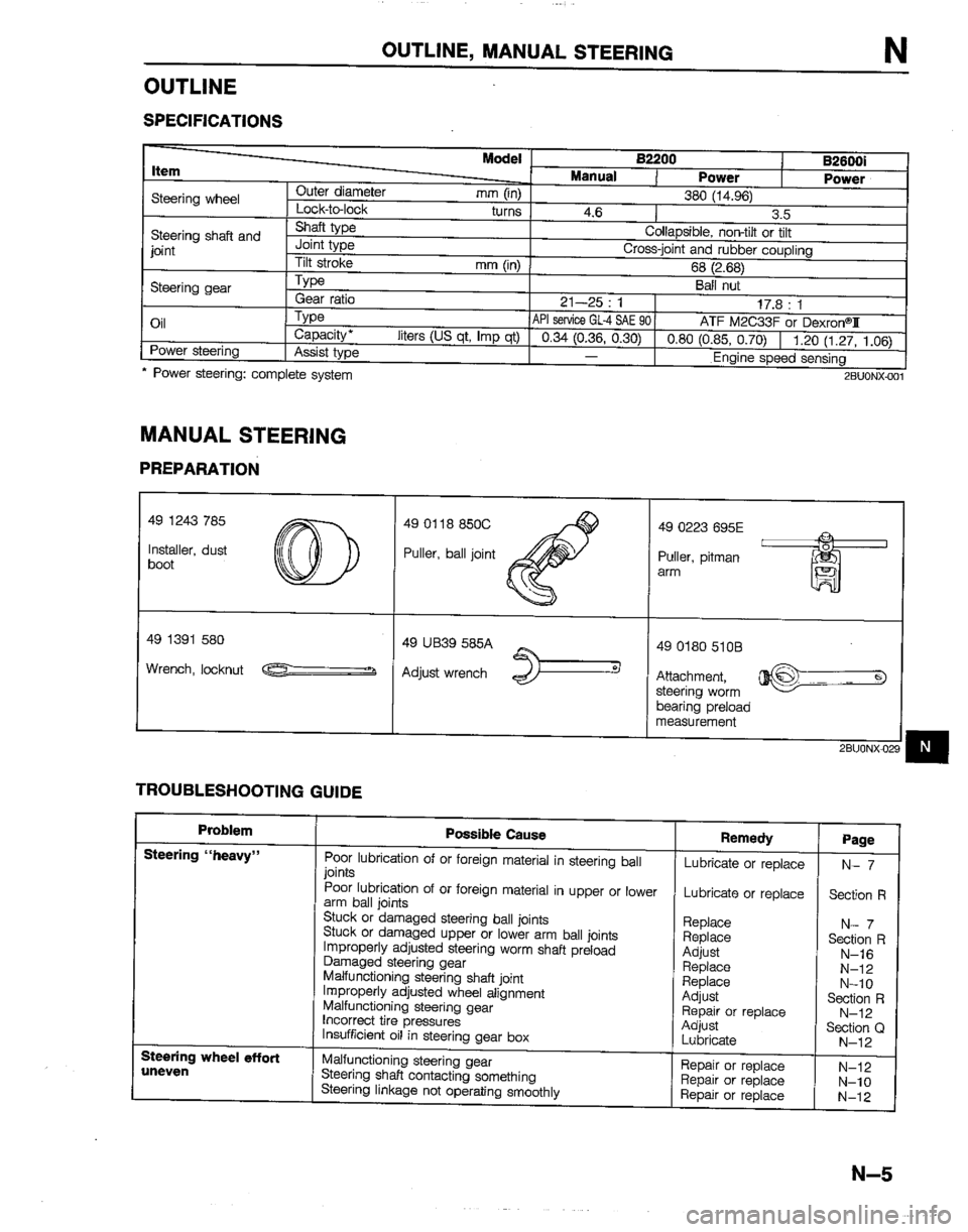 MAZDA B2200 1992  Workshop Manual 