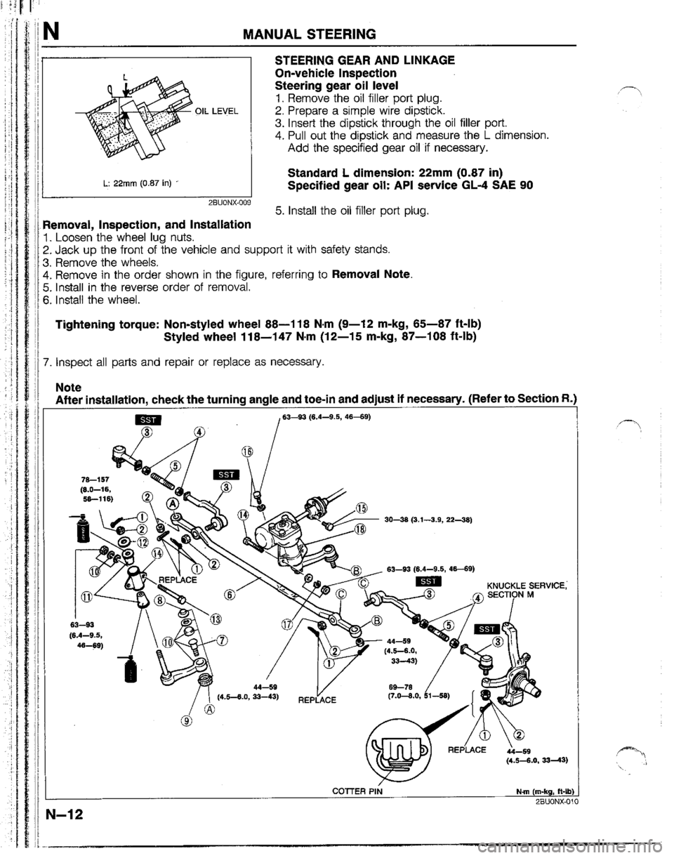 MAZDA B2200 1992  Workshop Manual 