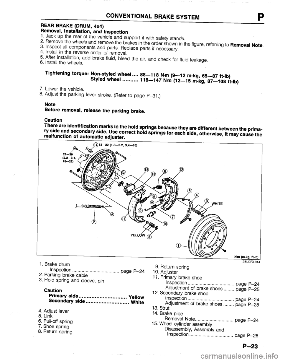 MAZDA B2200 1992  Workshop Manual 