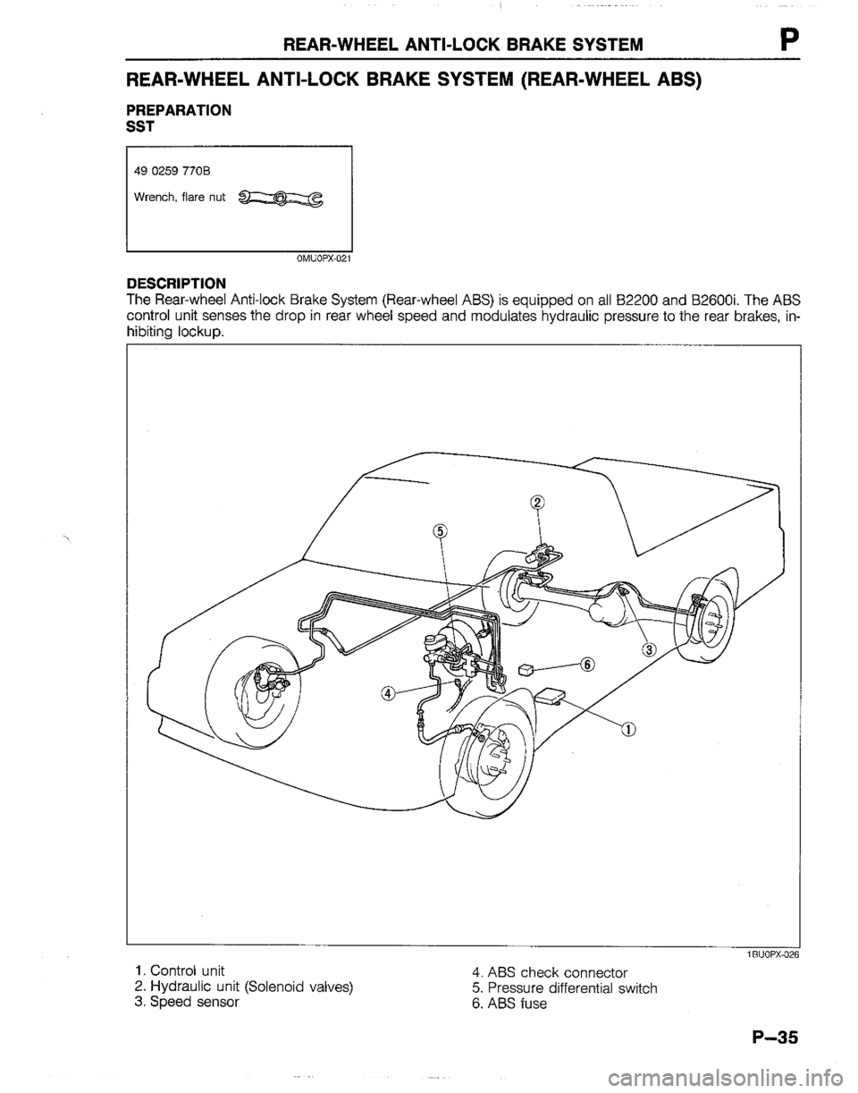 MAZDA B2200 1992  Workshop Manual 