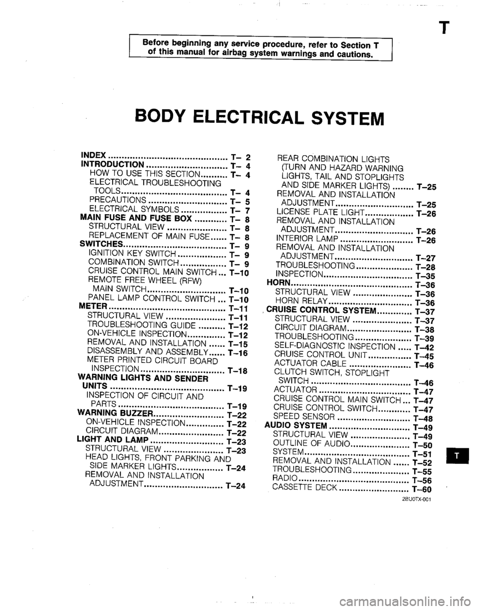 MAZDA B2200 1992  Workshop Manual 