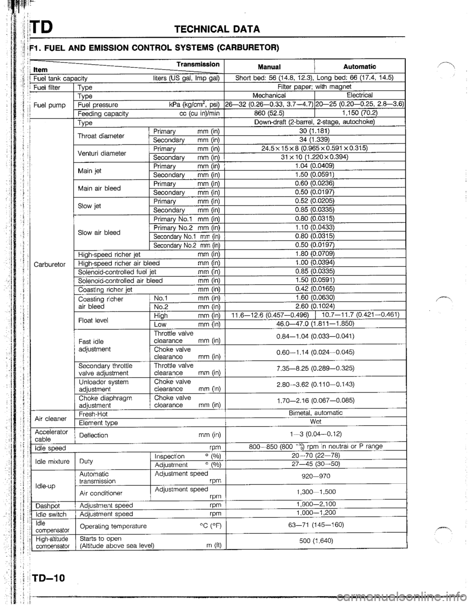 MAZDA B2200 1992  Workshop Manual 