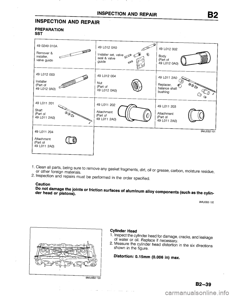 MAZDA B2200 1992  Workshop Manual 