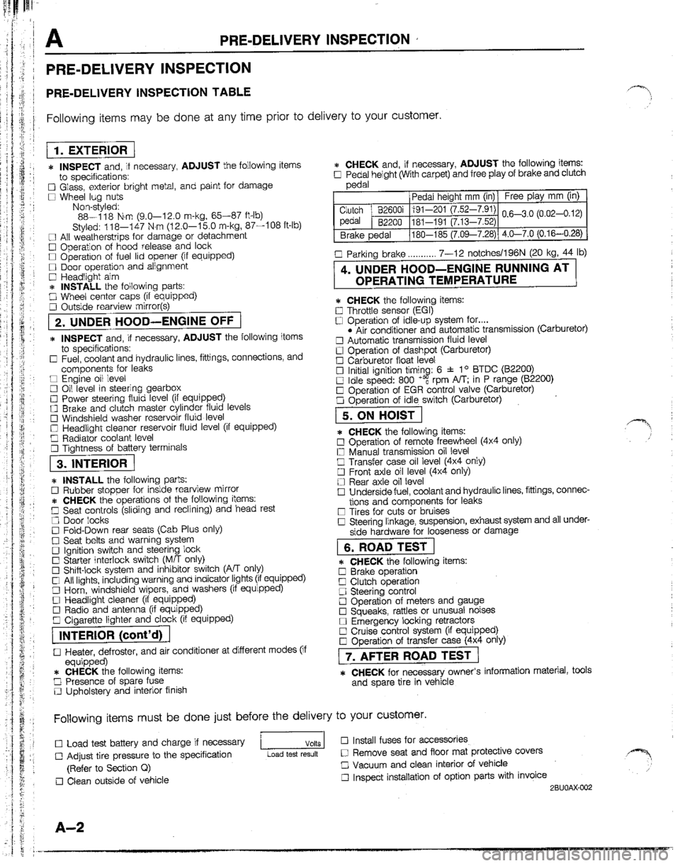 MAZDA B2200 1992  Workshop Manual 