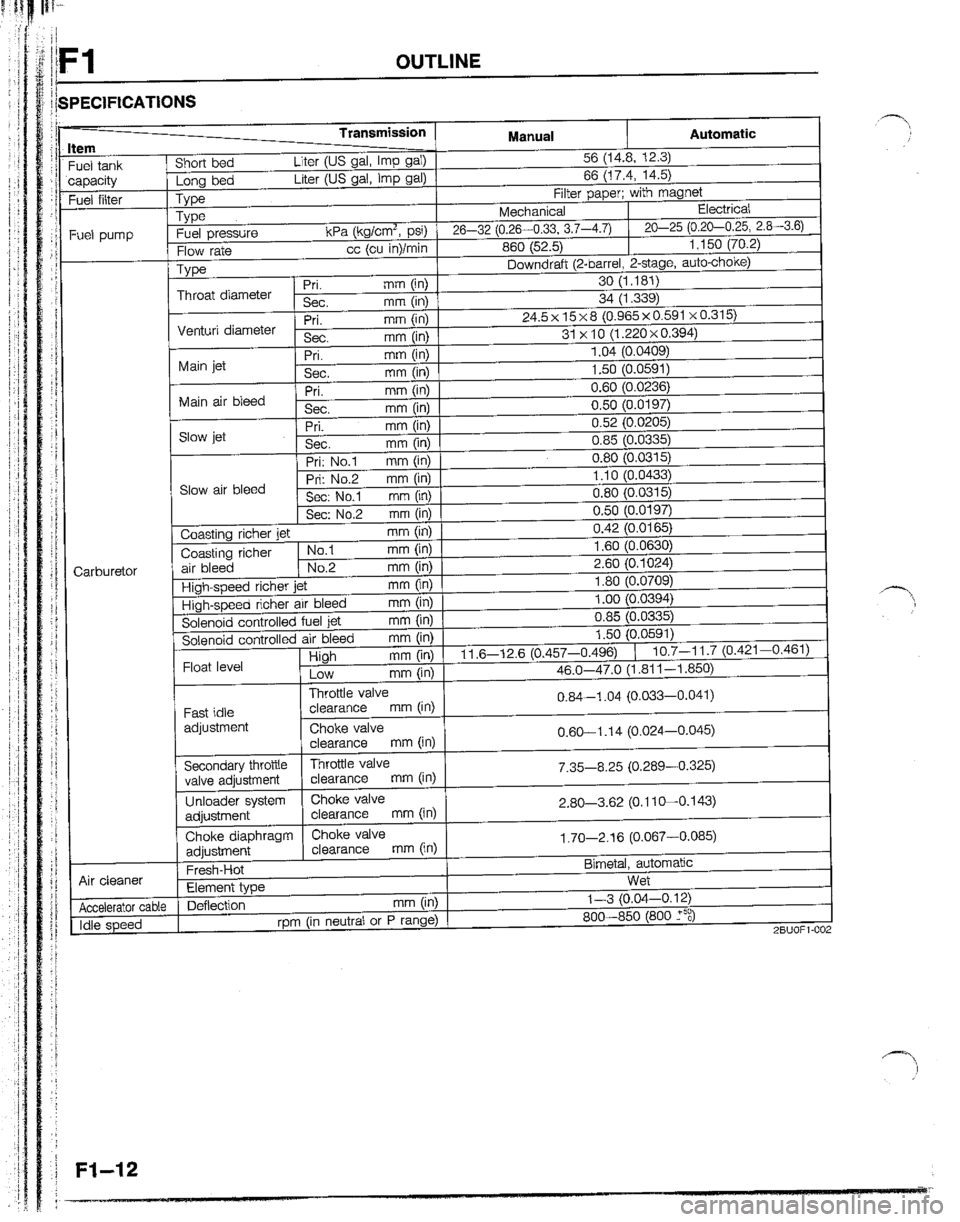MAZDA B2200 1992  Workshop Manual 
