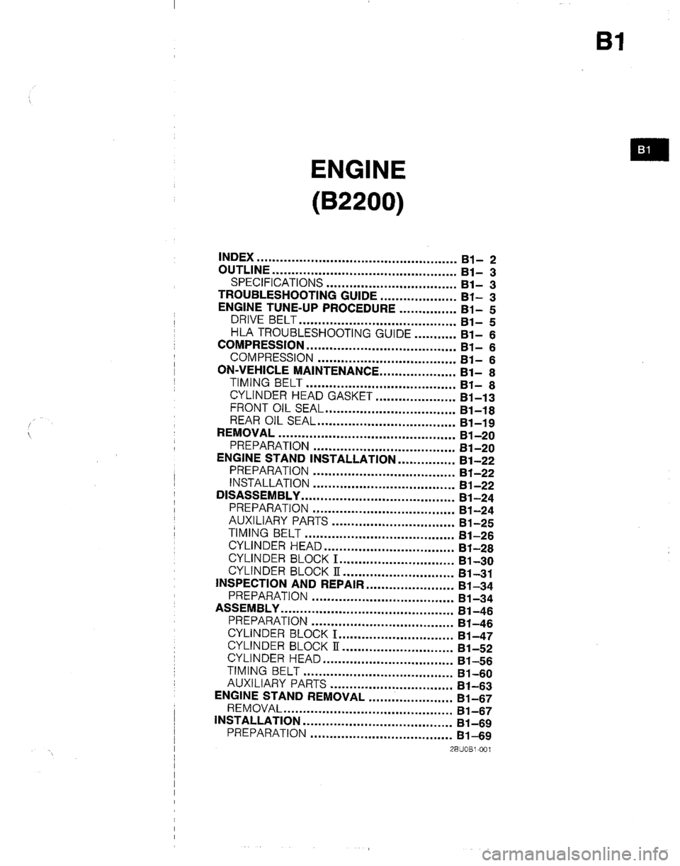 MAZDA B2200 1992  Workshop Manual 