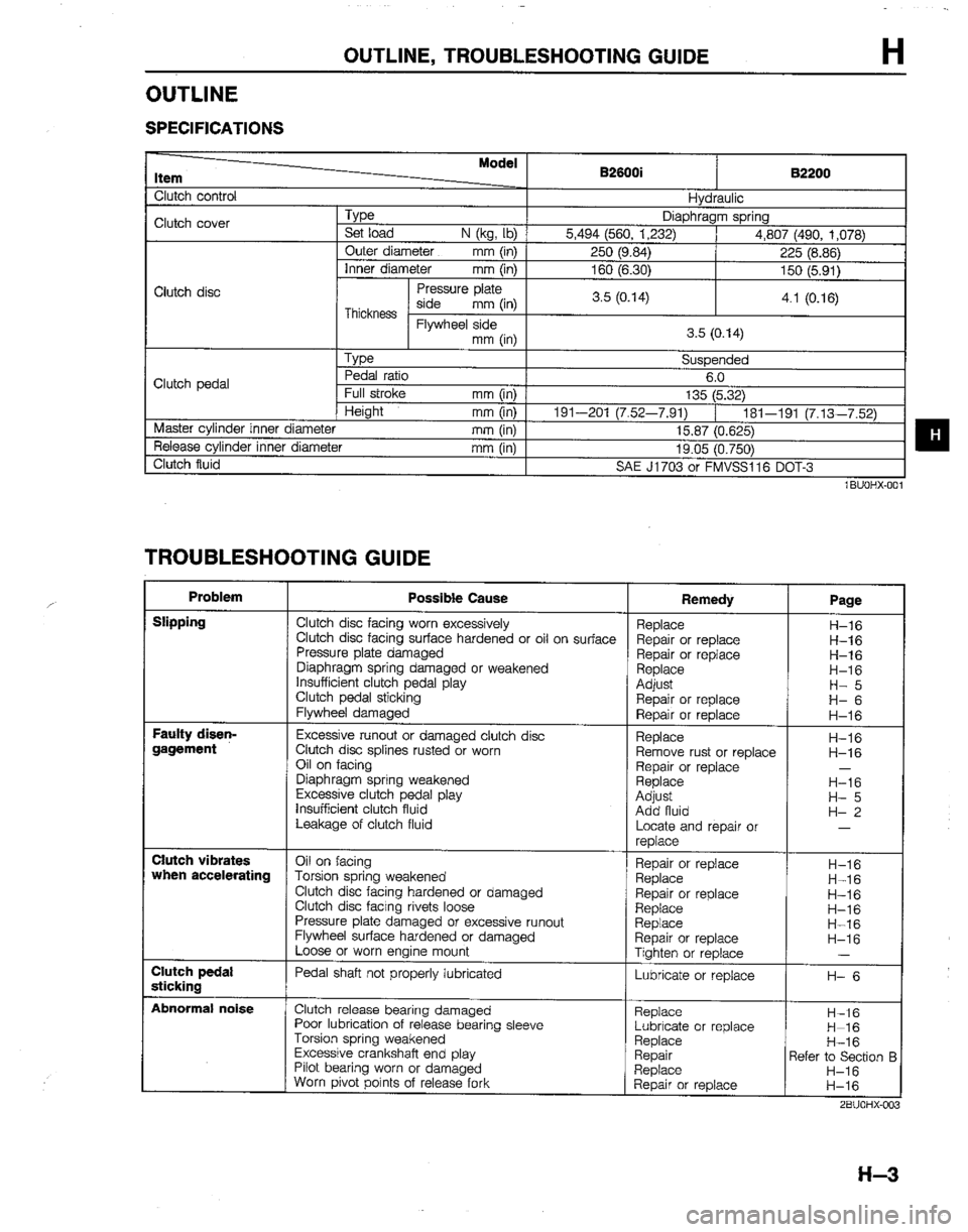 MAZDA B2200 1992  Workshop Manual 