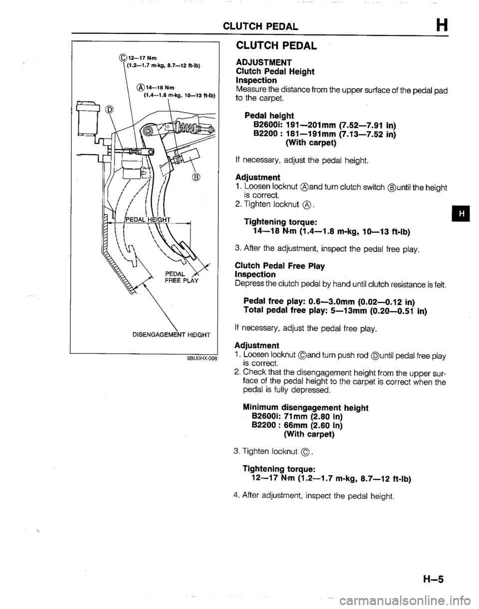 MAZDA B2200 1992  Workshop Manual 