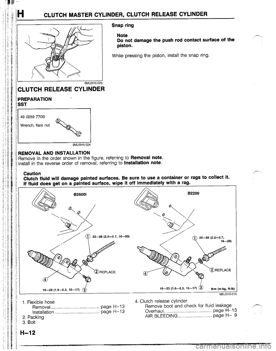 MAZDA B2200 1992  Workshop Manual 