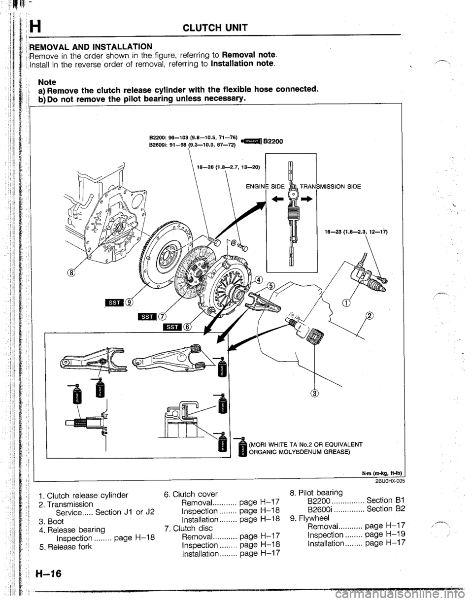 MAZDA B2200 1992  Workshop Manual 
