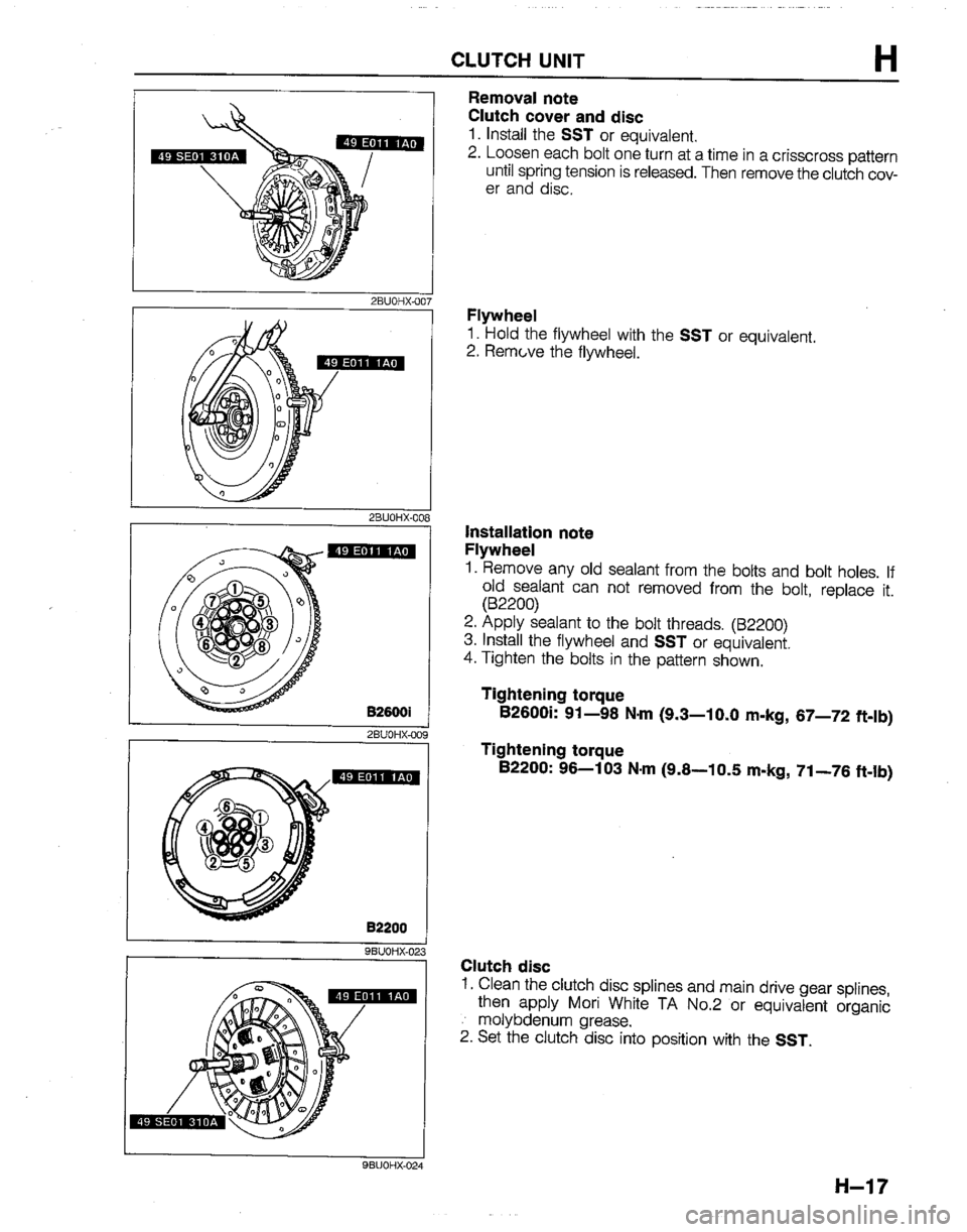 MAZDA B2200 1992  Workshop Manual 