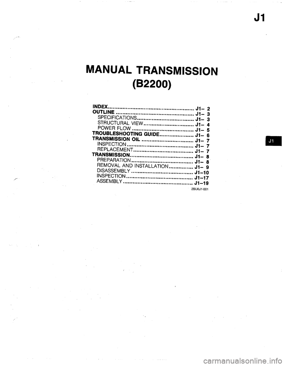 MAZDA B2200 1992  Workshop Manual 