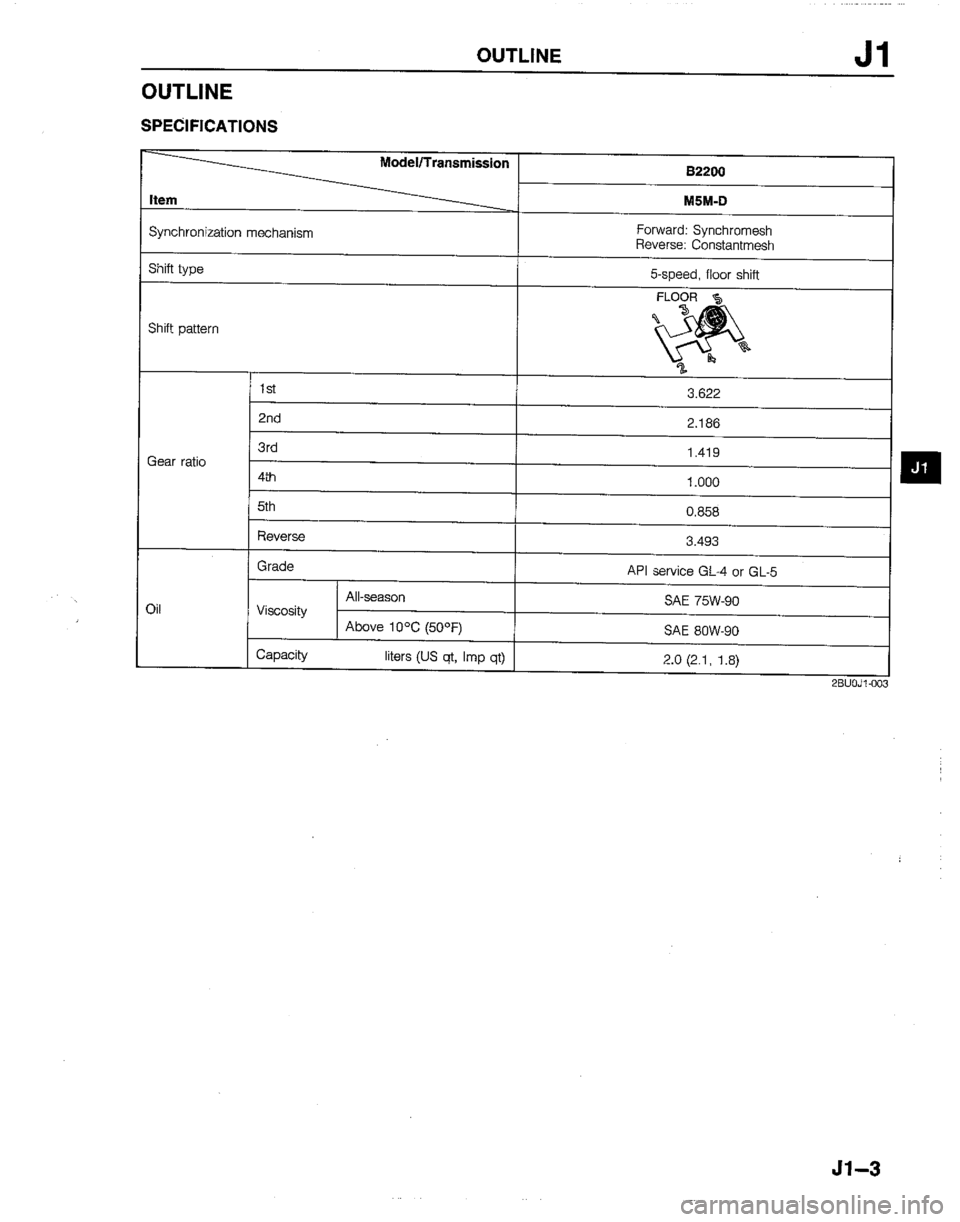 MAZDA B2200 1992  Workshop Manual 