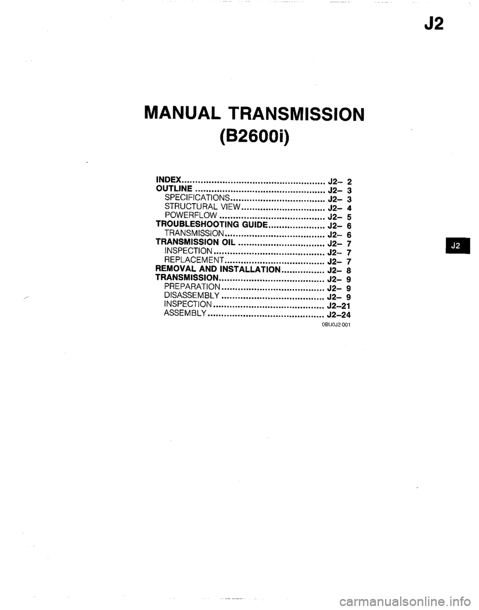 MAZDA B2200 1992  Workshop Manual 