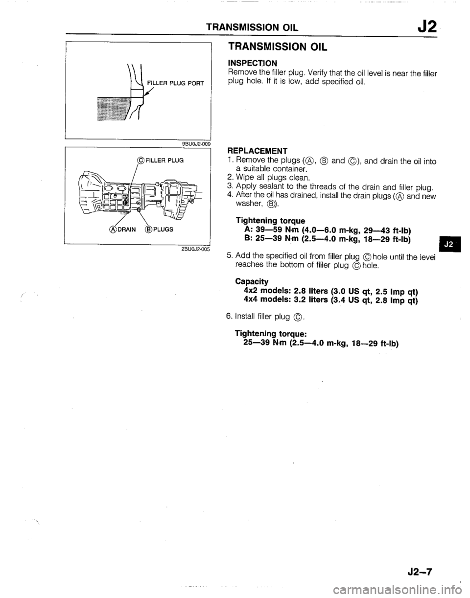MAZDA B2200 1992  Workshop Manual 