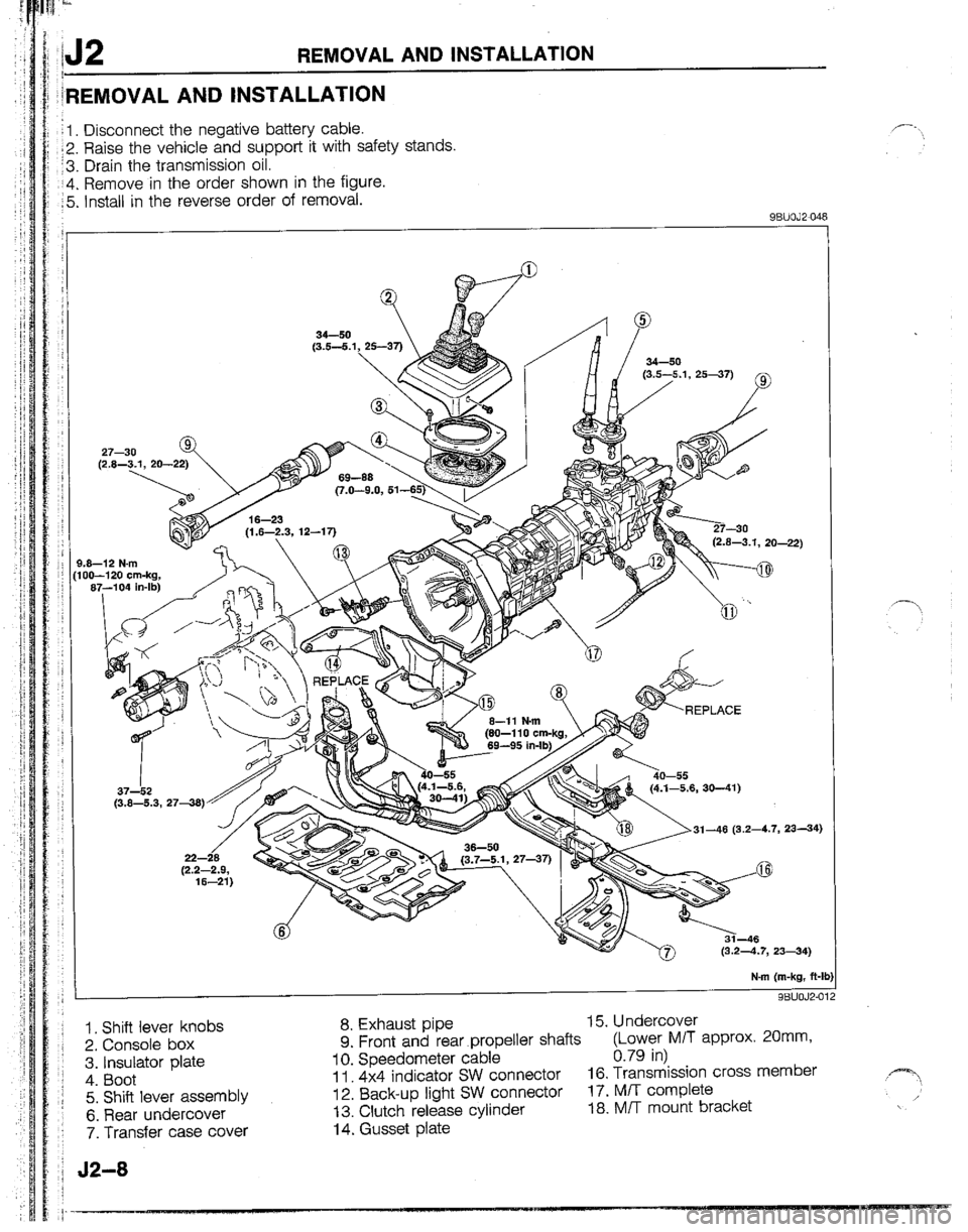 MAZDA B2200 1992  Workshop Manual 