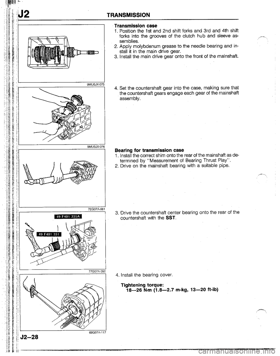 MAZDA B2200 1992  Workshop Manual 