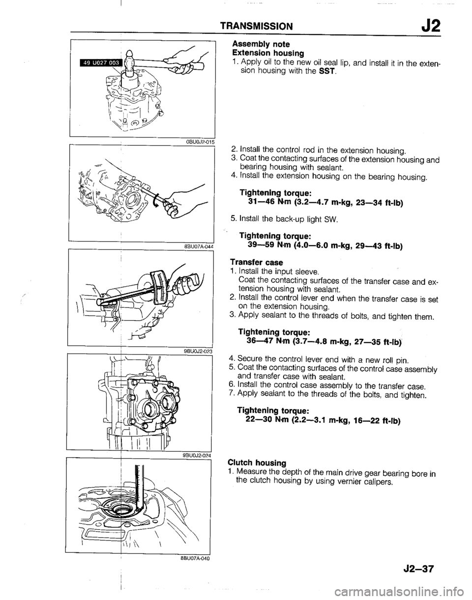 MAZDA B2200 1992  Workshop Manual 