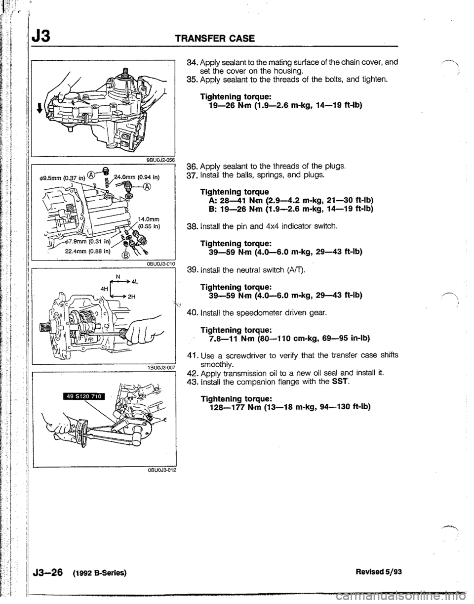 MAZDA B2200 1992  Workshop Manual 