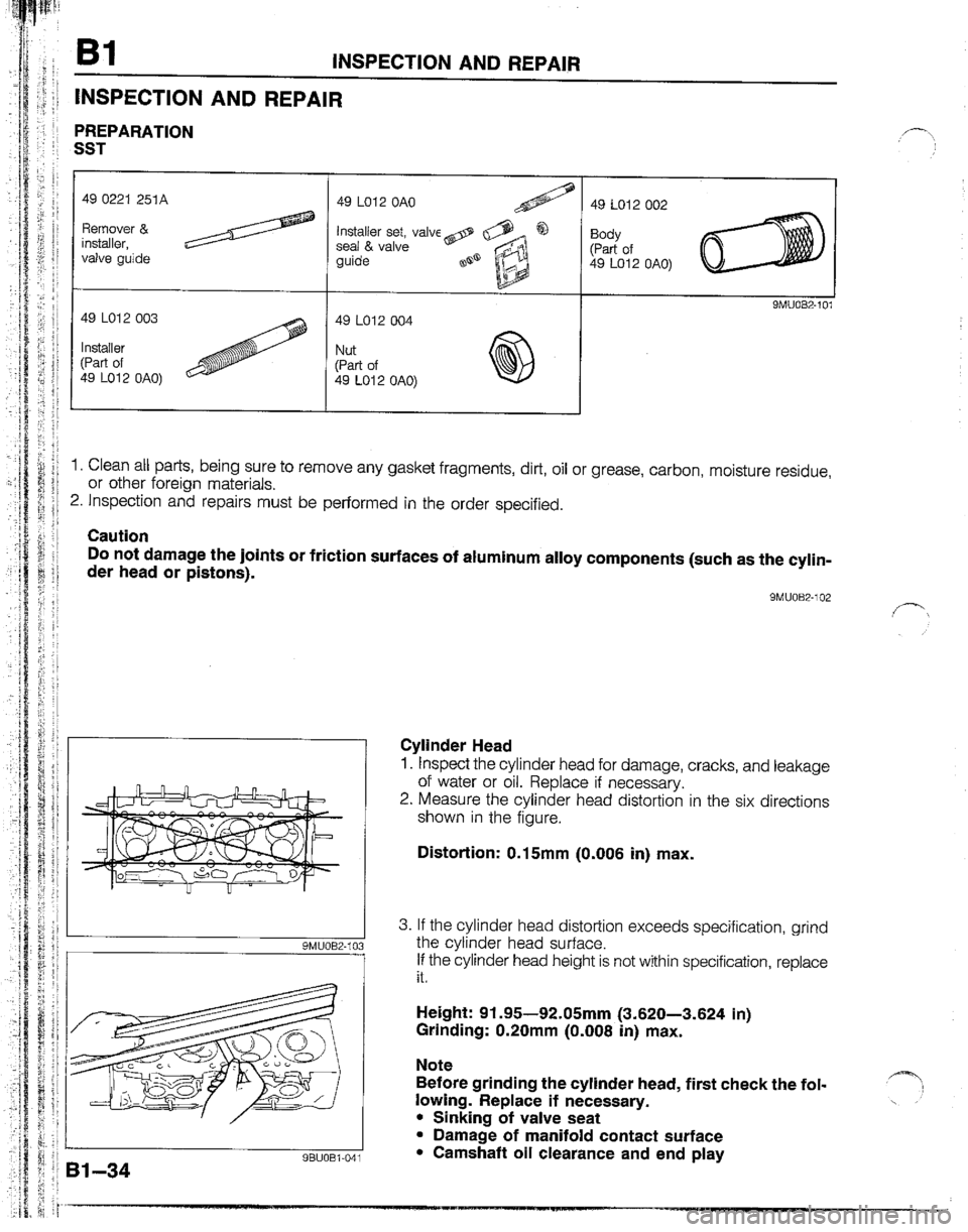 MAZDA B2200 1992  Workshop Manual 