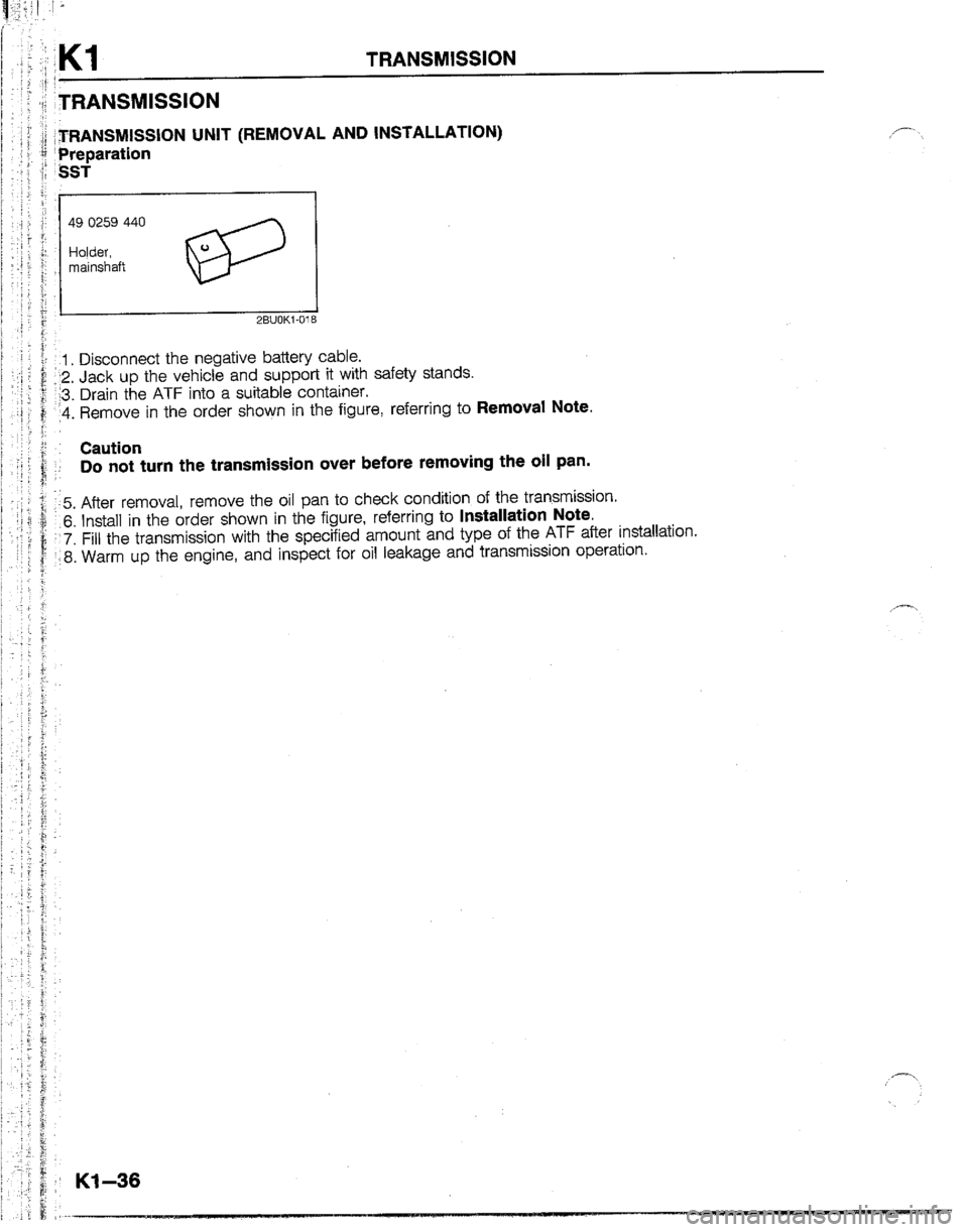 MAZDA B2200 1992  Workshop Manual 