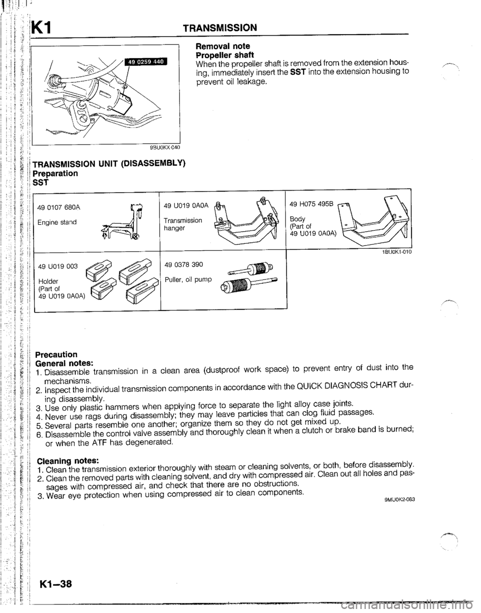 MAZDA B2200 1992  Workshop Manual 