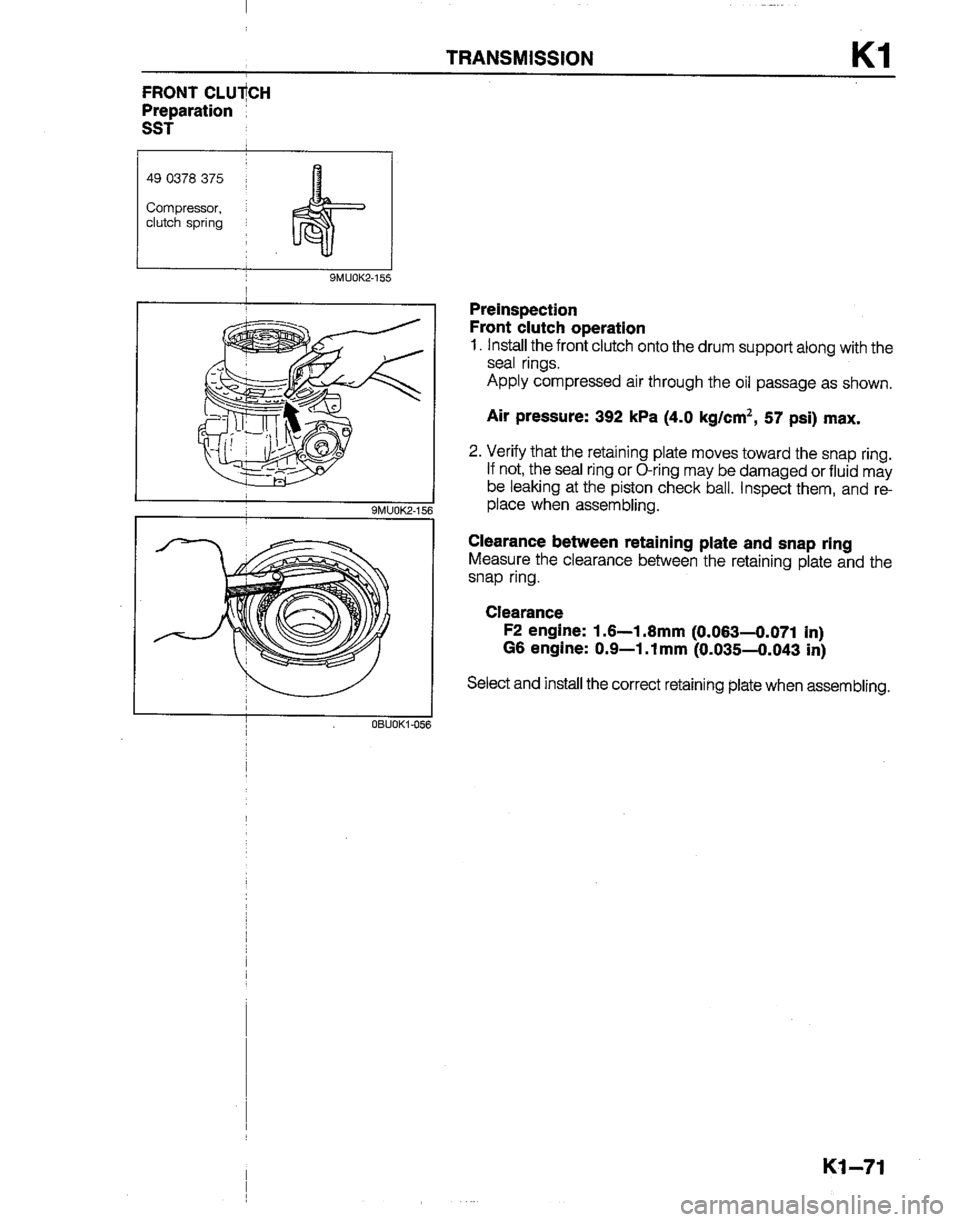 MAZDA B2200 1992  Workshop Manual 