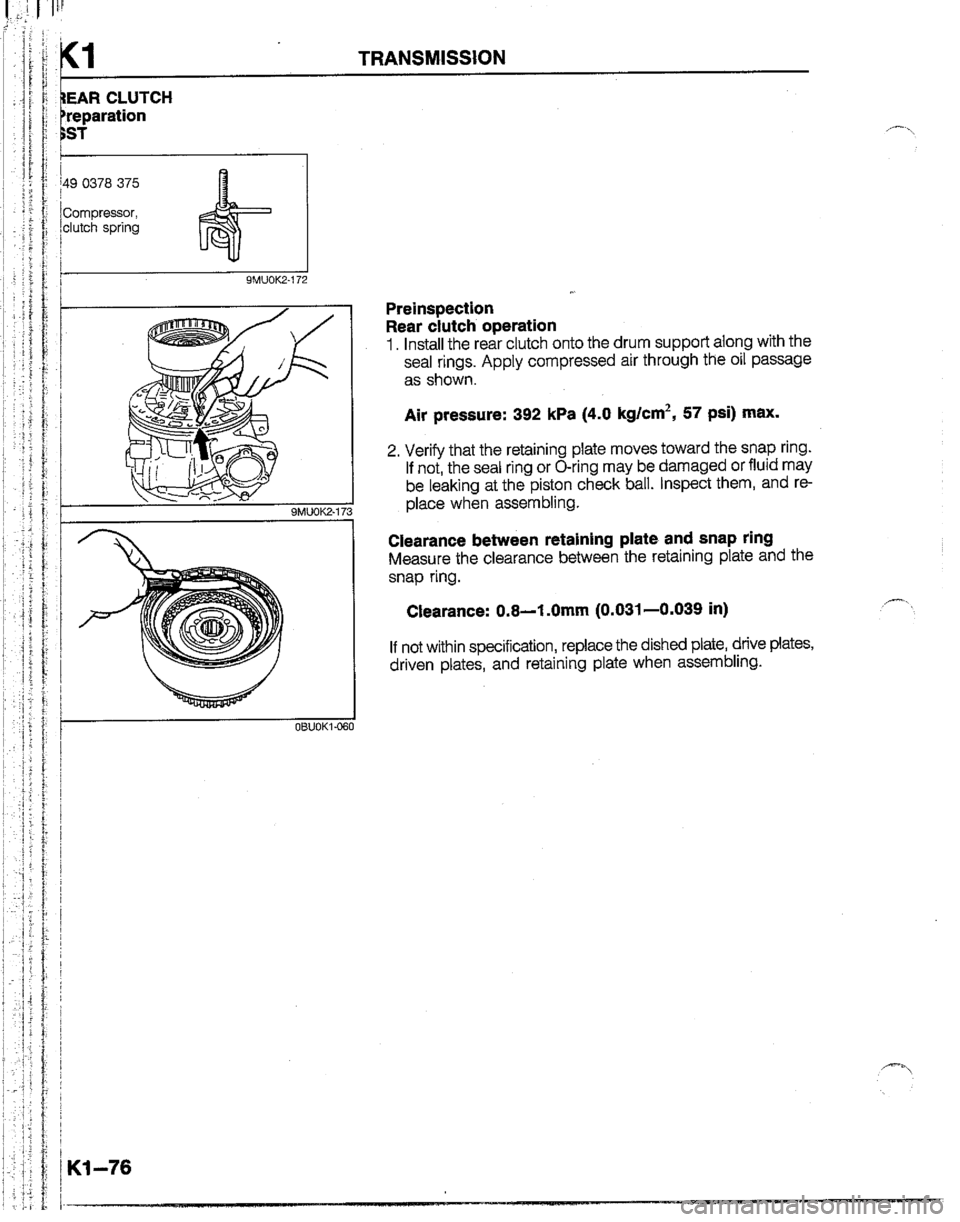 MAZDA B2200 1992  Workshop Manual 
