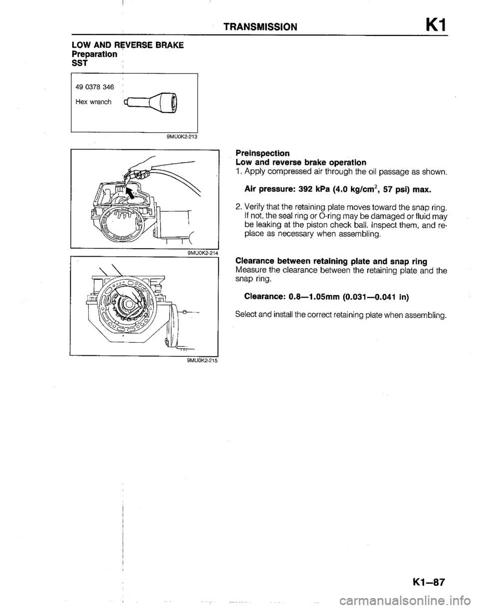 MAZDA B2200 1992  Workshop Manual 