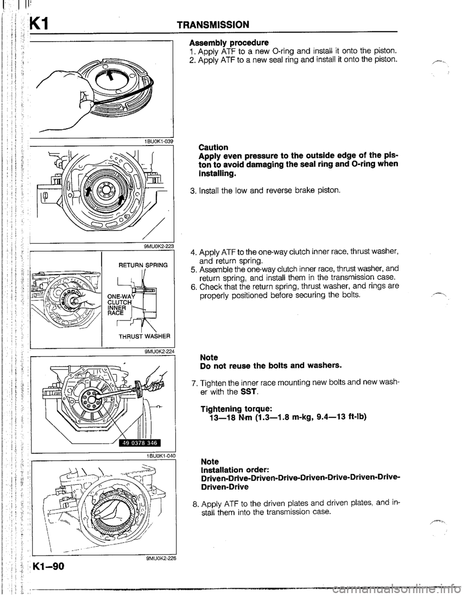 MAZDA B2200 1992  Workshop Manual 