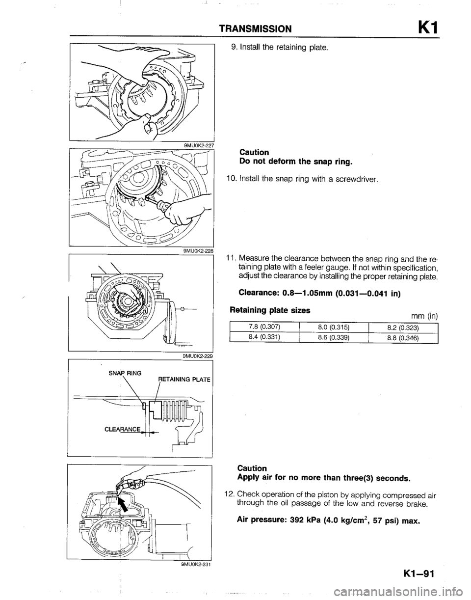 MAZDA B2200 1992  Workshop Manual 