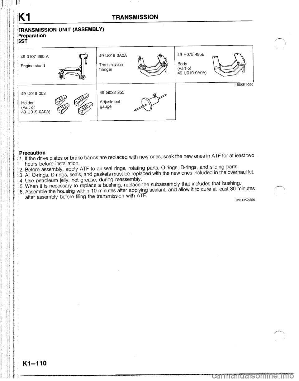 MAZDA B2200 1992  Workshop Manual 