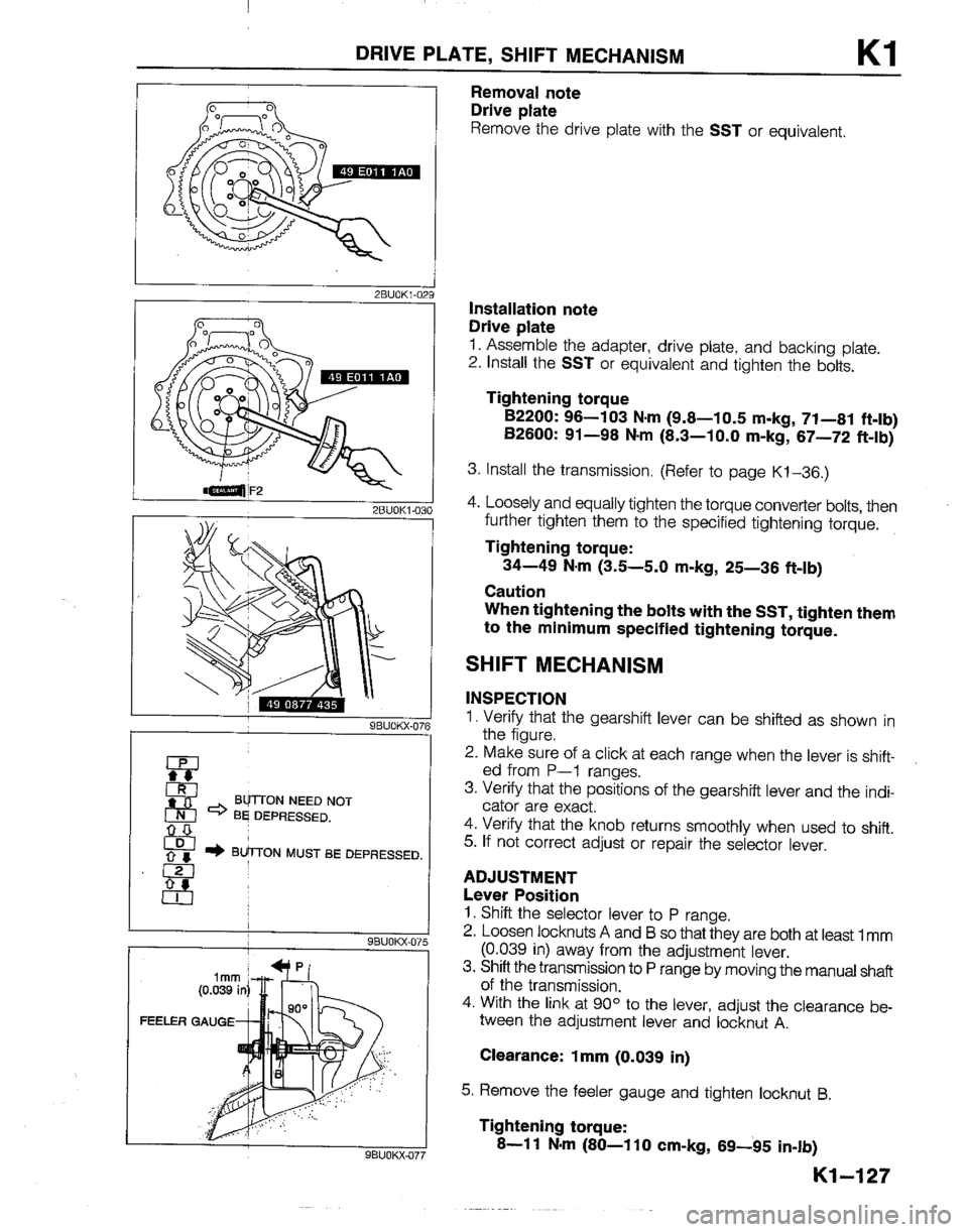 MAZDA B2200 1992  Workshop Manual 