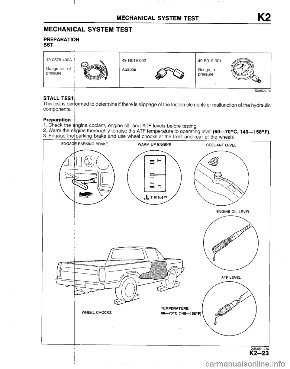 MAZDA B2200 1992  Workshop Manual 