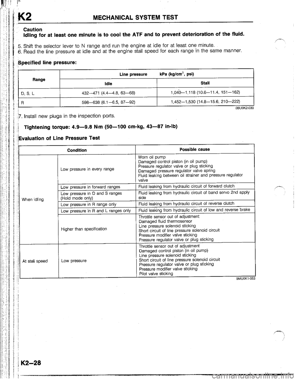 MAZDA B2200 1992  Workshop Manual 
