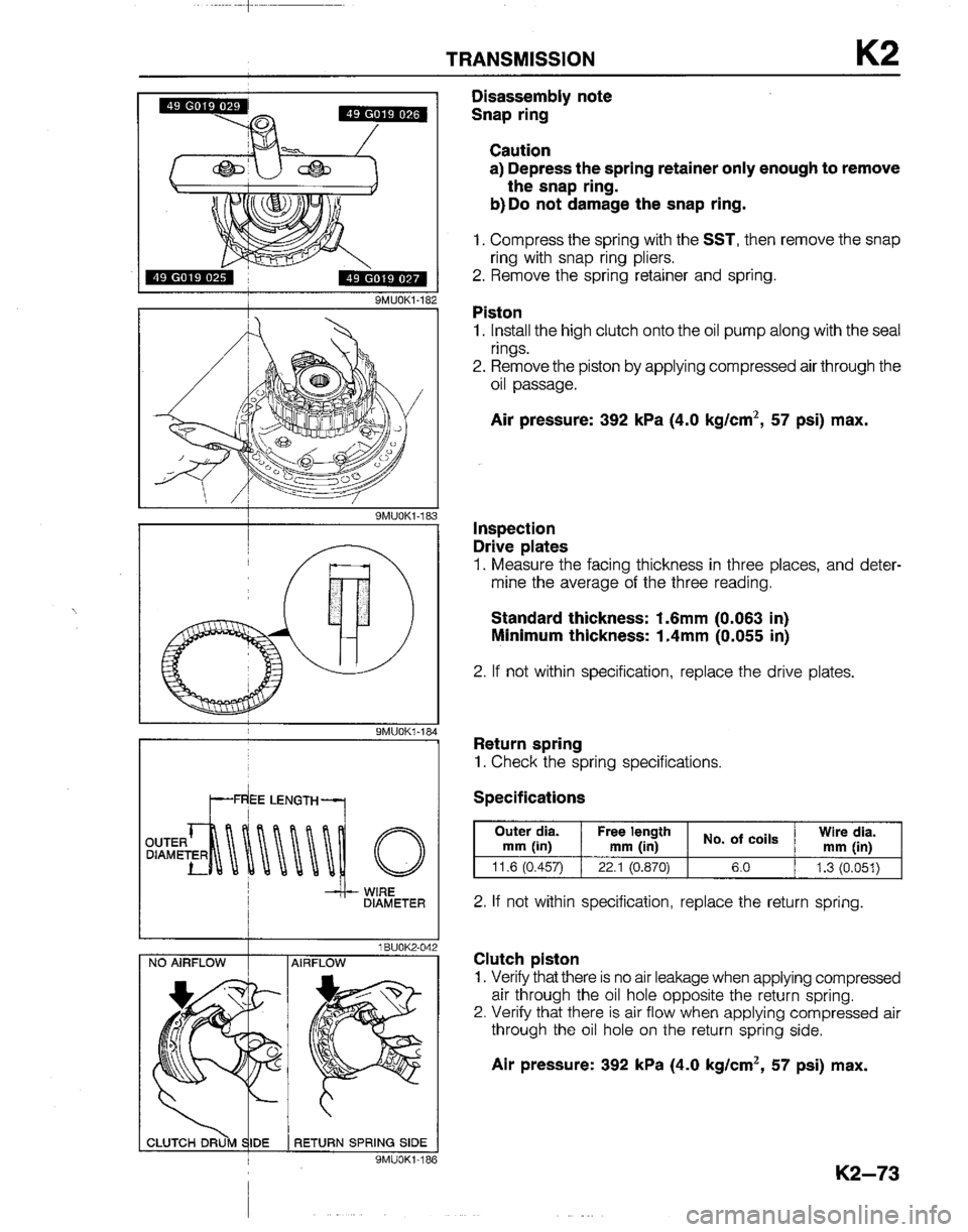 MAZDA B2200 1992  Workshop Manual 