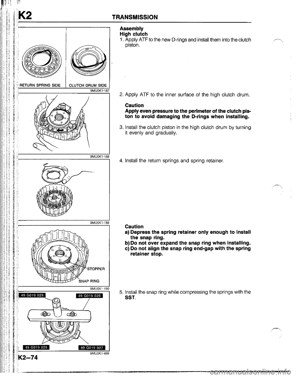 MAZDA B2200 1992  Workshop Manual 