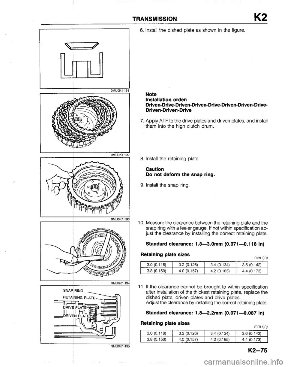 MAZDA B2200 1992  Workshop Manual 