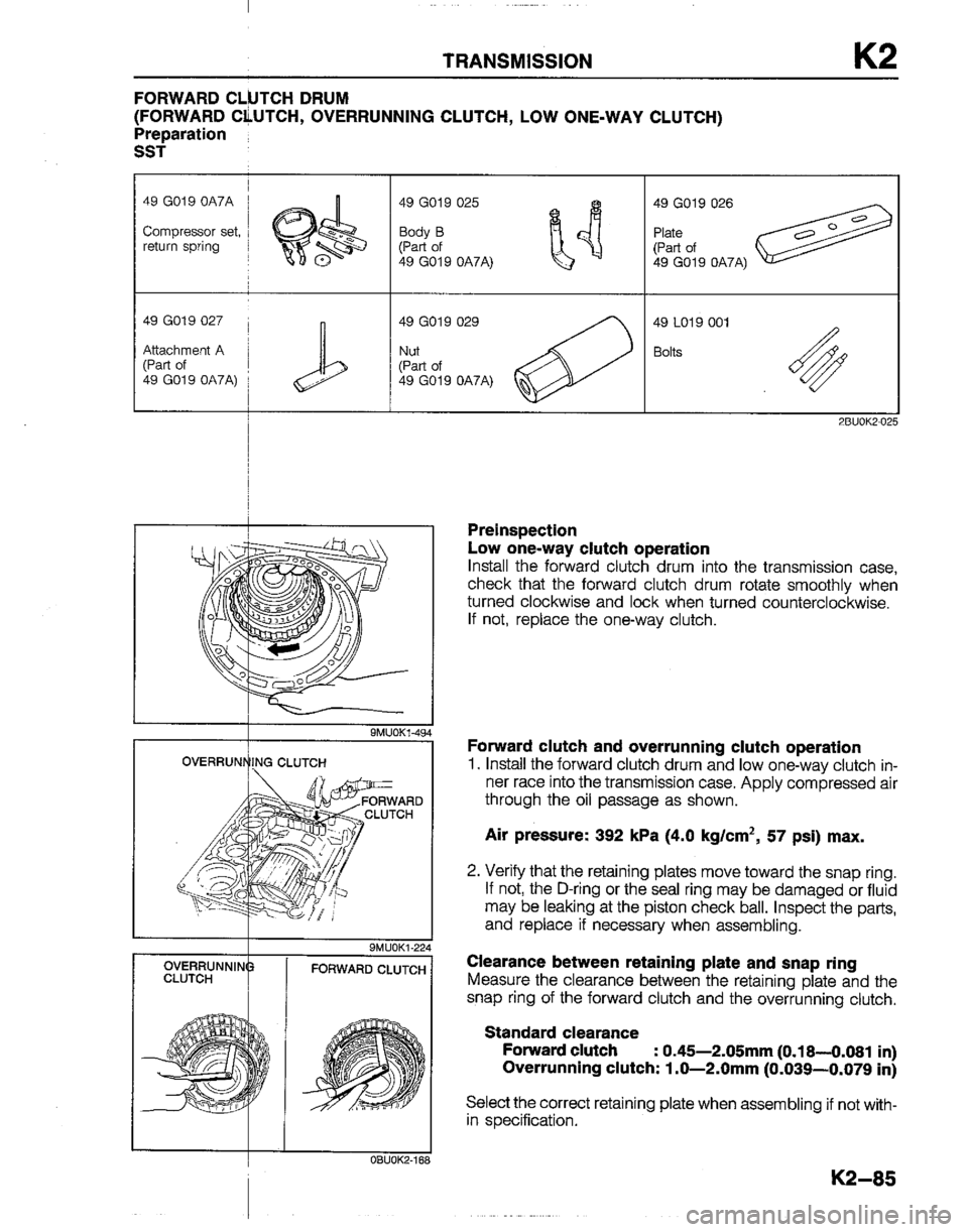 MAZDA B2200 1992  Workshop Manual 