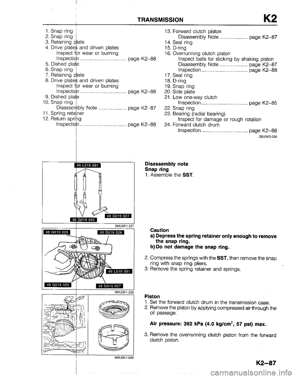 MAZDA B2200 1992  Workshop Manual 