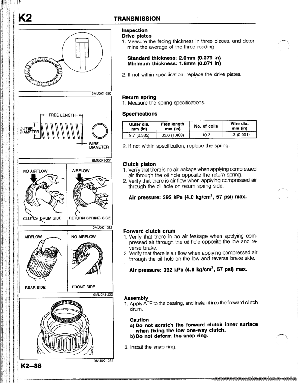 MAZDA B2200 1992  Workshop Manual 