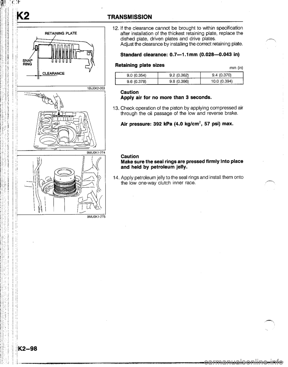 MAZDA B2200 1992  Workshop Manual 