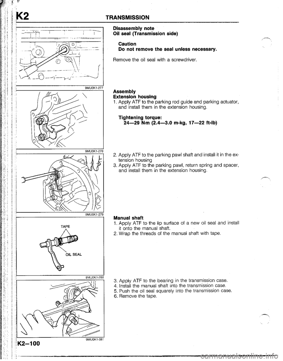 MAZDA B2200 1992  Workshop Manual 