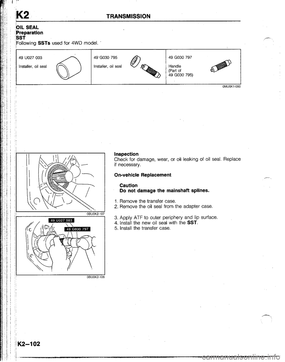MAZDA B2200 1992  Workshop Manual 