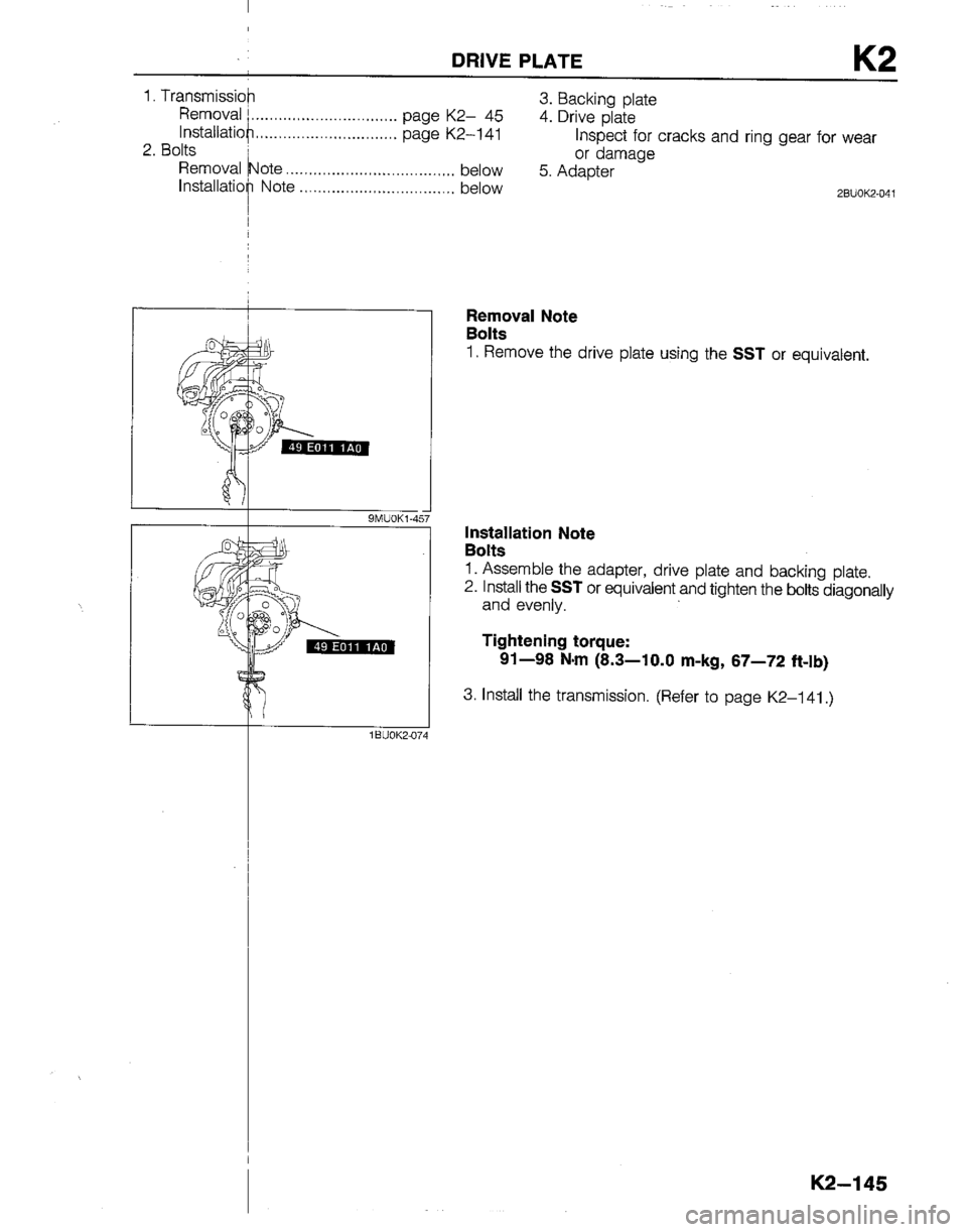 MAZDA B2200 1992  Workshop Manual 
