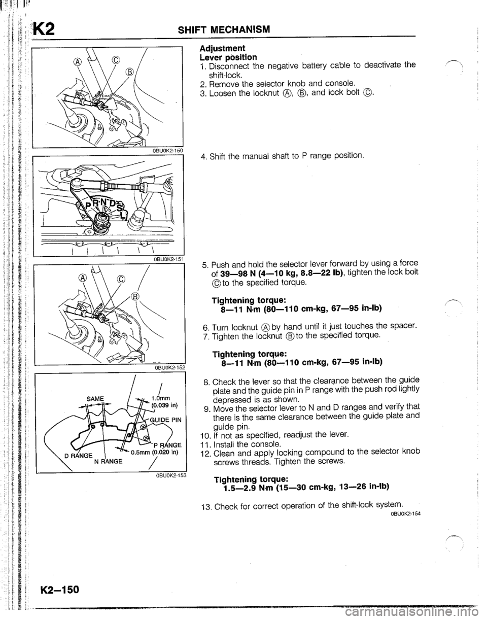 MAZDA B2200 1992  Workshop Manual 